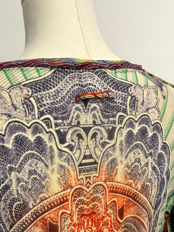 1990s Jean Paul Gaultier mesh print set top & skirt