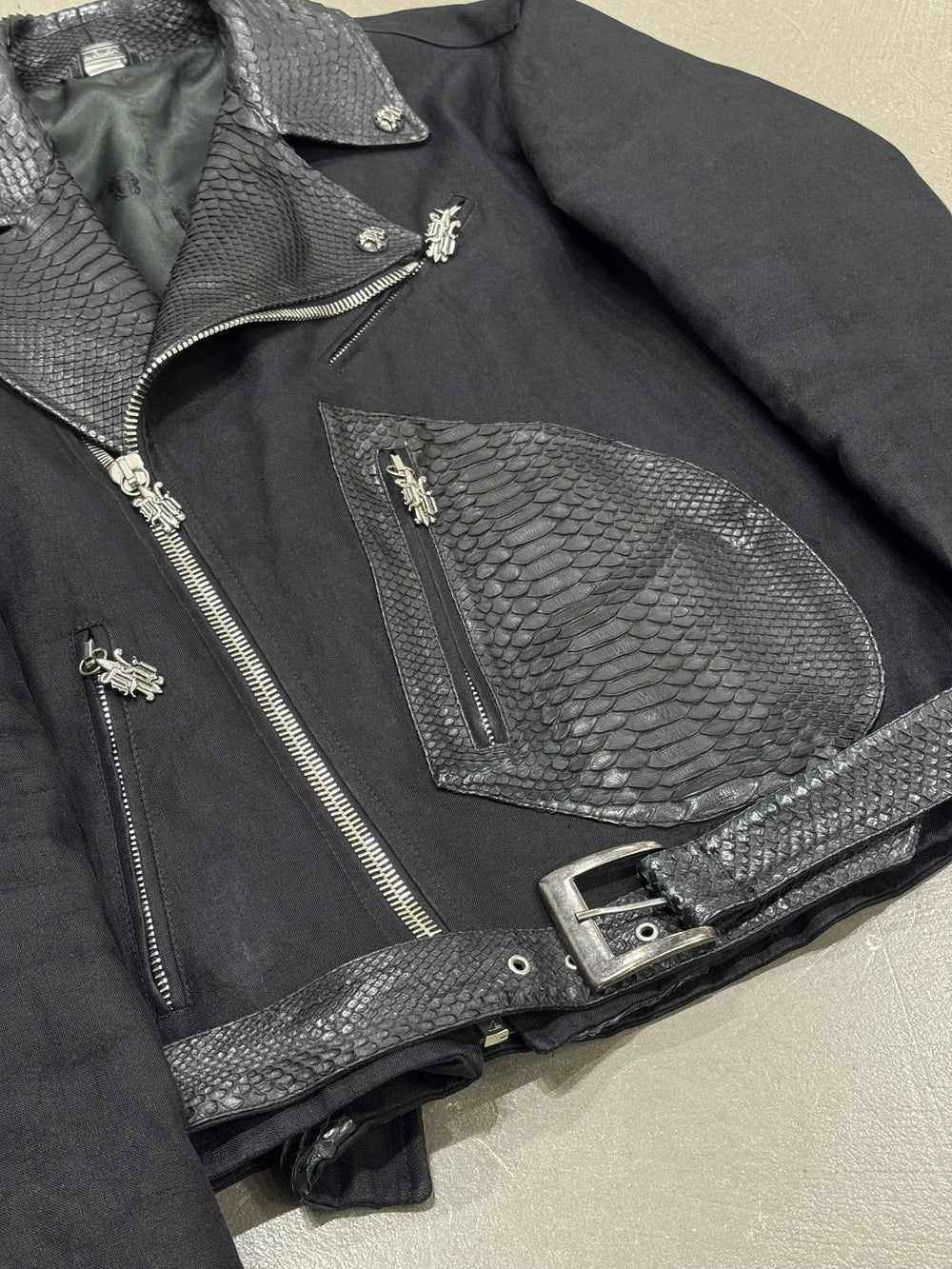 1990s Gianni Versace python leather biker jacket