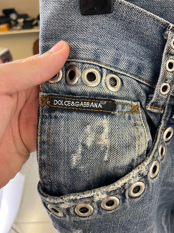 SS06 Dolce & Gabbana eyelet studded holed jeans