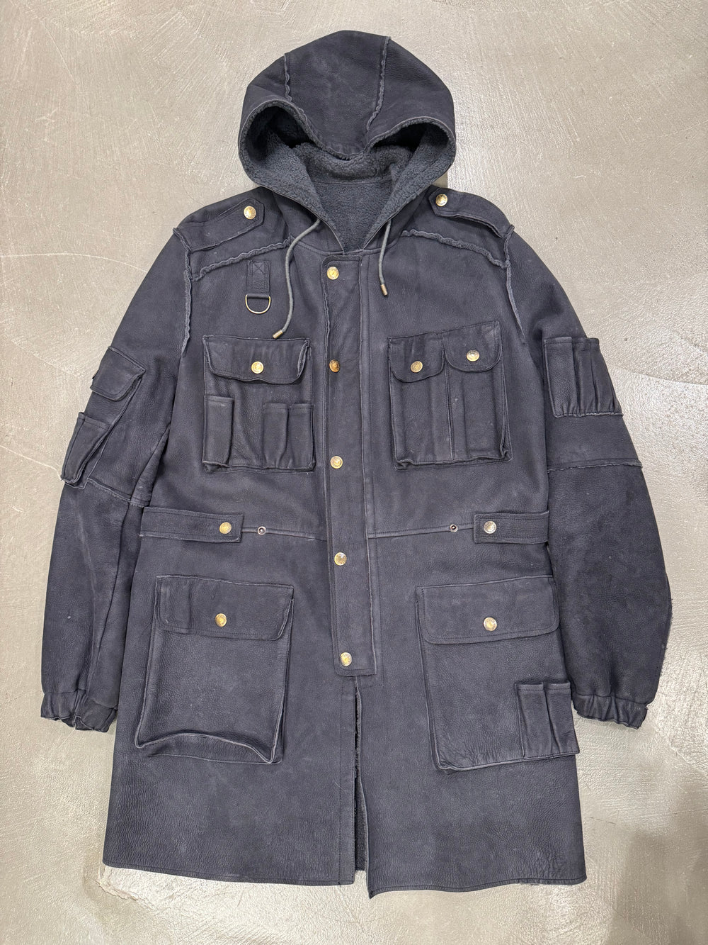 A/W2003 Dolce & Gabbana multi-pockets leather coat