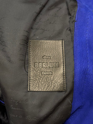 2010s Berluti electric blue trucker leather jacket