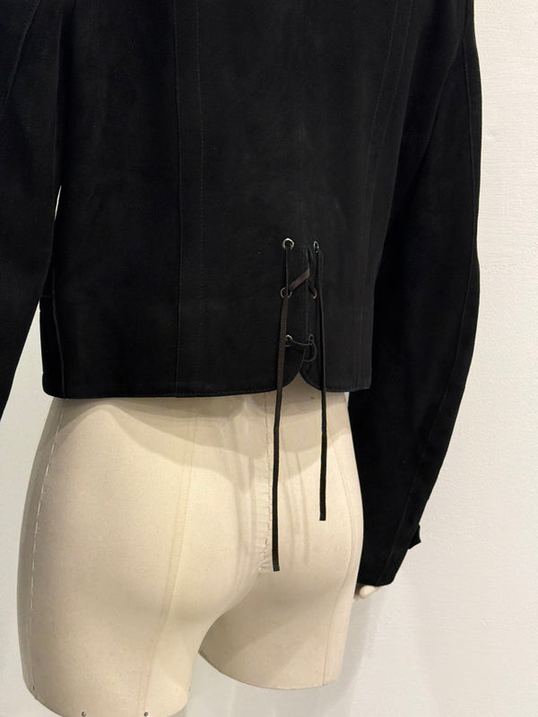 S/S2006 Maison Margiela ‘Replica’ aviator biker cropped suede jacket