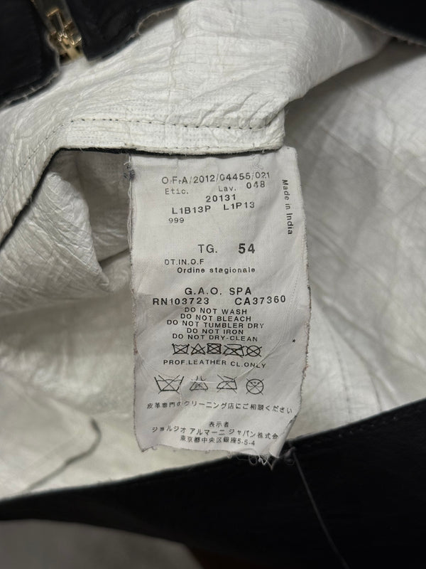 2012 Emporio Armani black leather hooded jacket