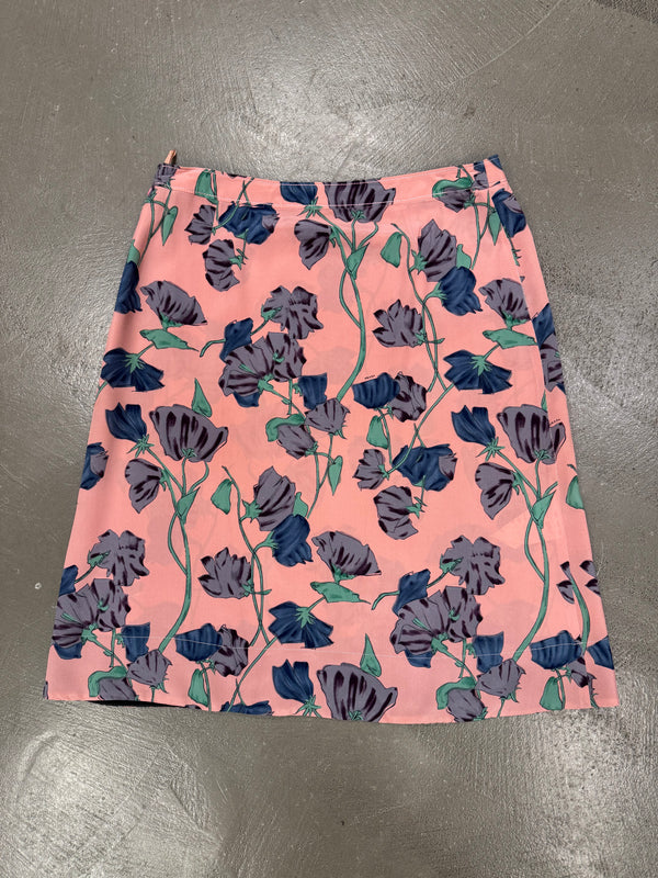 2008 Prada pink floral silk skirt