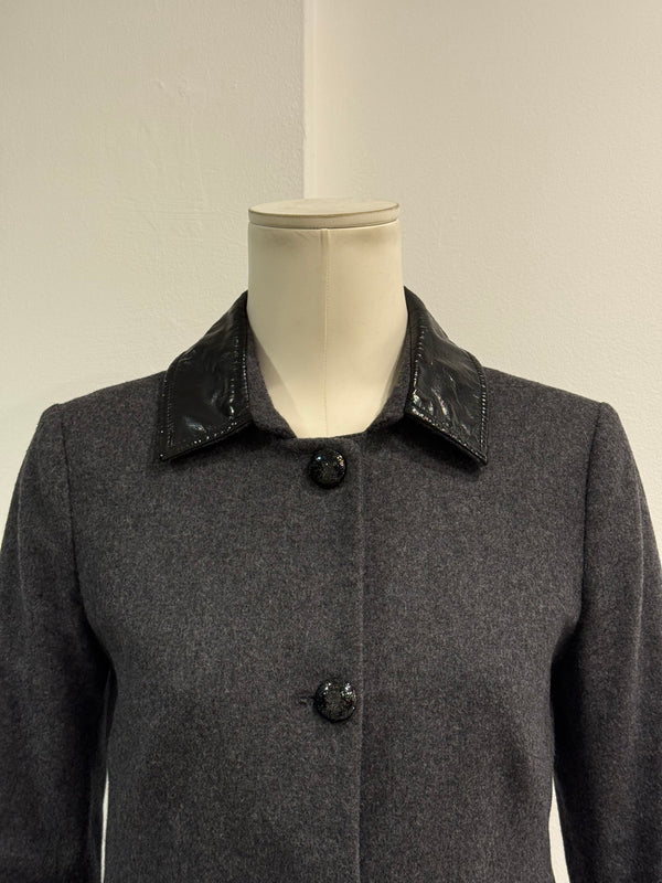 2000s Dolce & Gabbana patent collar wool jacket