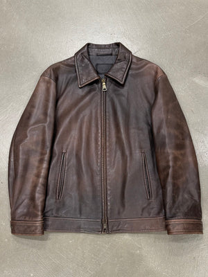 2000s Prada distressed leather jacket