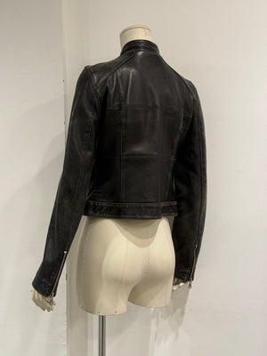 2001 Dolce & Gabbana multi zip faded distressed biker leather jacket