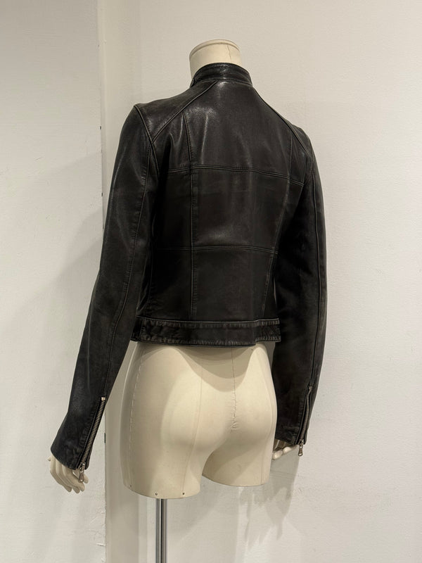 2001 Dolce & Gabbana multi zip faded distressed biker leather jacket