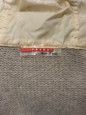 2000s Prada wool fur-trim hooded cardigan