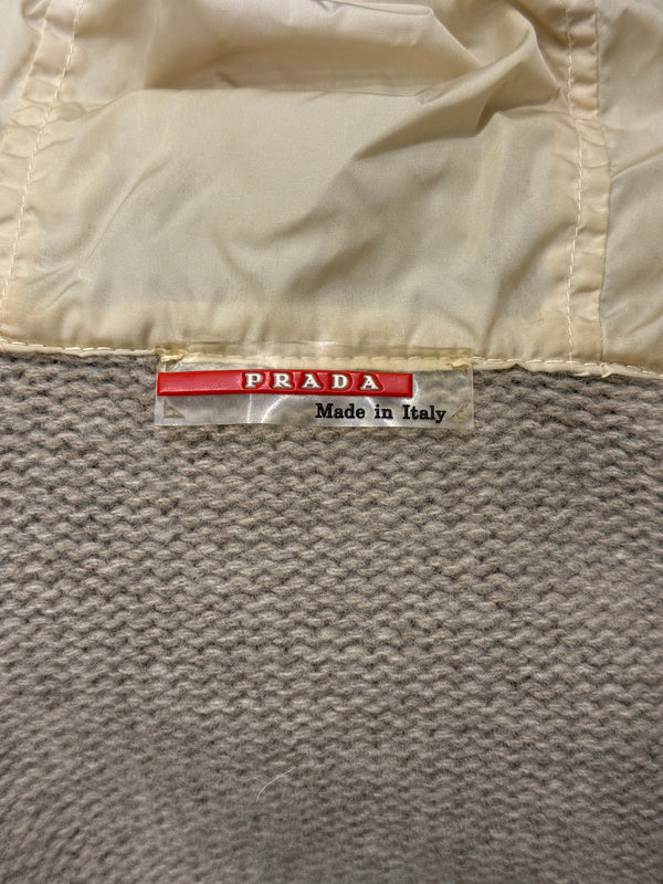 2000s Prada wool fur-trim hooded cardigan
