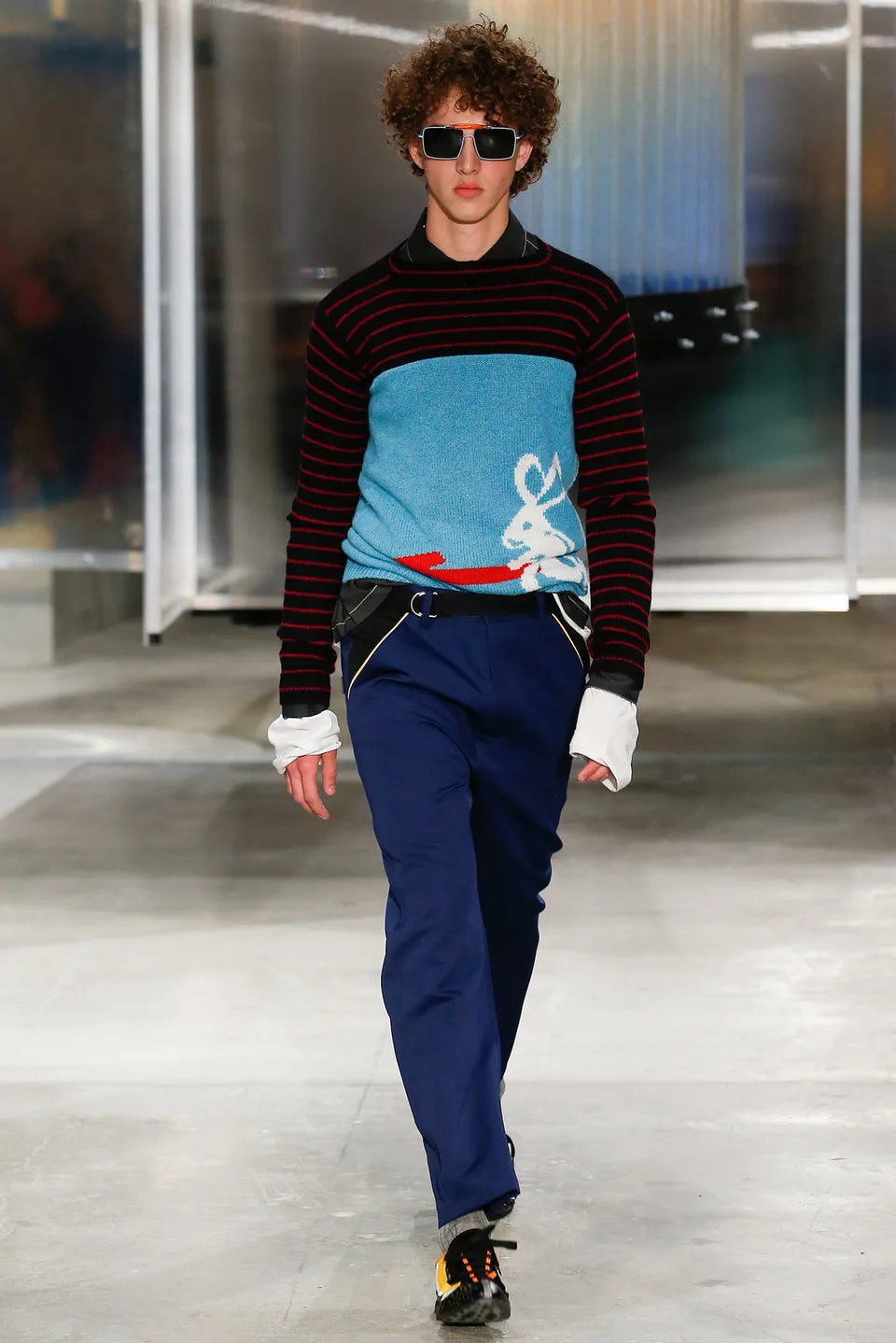 S/S2016 Prada runway “rabbit” Shetland stipe knit