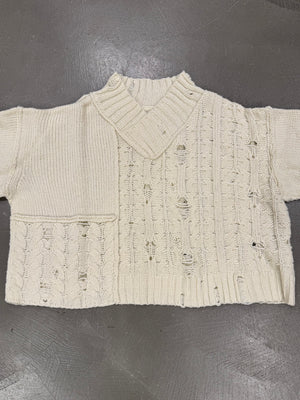 2000s Y’s by Yohji Yamamoto cropped oversized reconstructed sweater