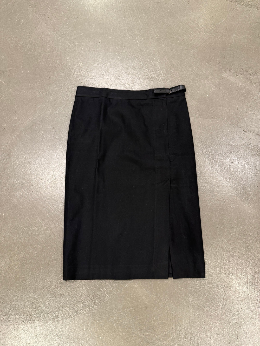 2000s Gucci by Tom Ford wool skirt with leather insert