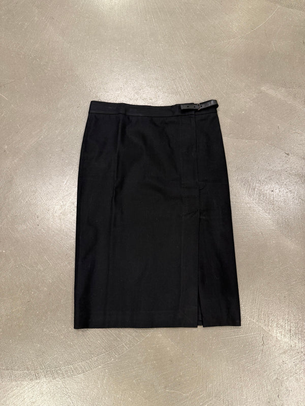 2000s Gucci by Tom Ford wool skirt with leather insert