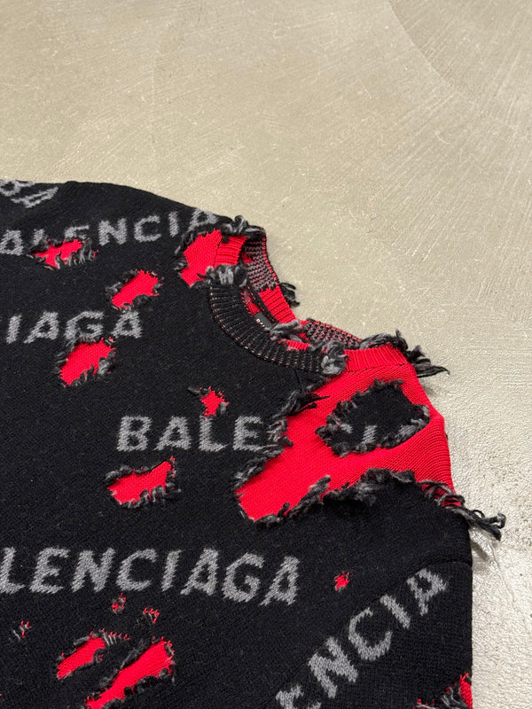 2021 Balenciaga destroyed logo knit