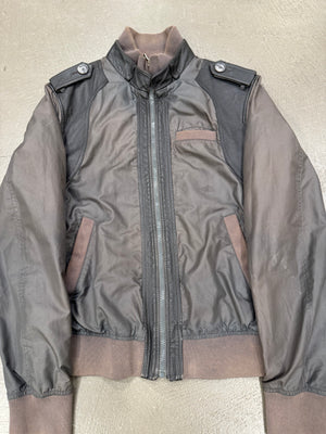 2000s Dolce & Gabbana hybrid nylon/leather light bomber jacket