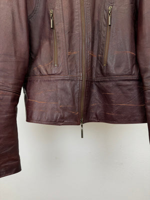 2004 Roberto Cavalli faded zipper leather jacket