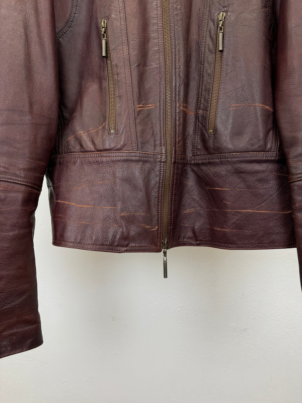 2004 Roberto Cavalli faded zipper leather jacket