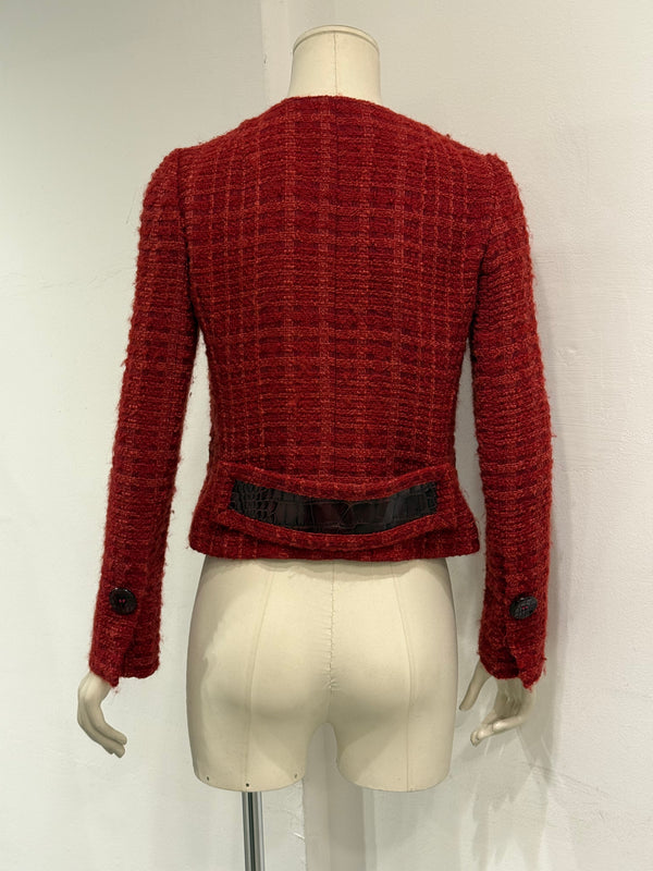 2000s Dolce & Gabbana crocodile details tweed jacket