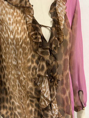 2000s Cavalli leopard print blouse