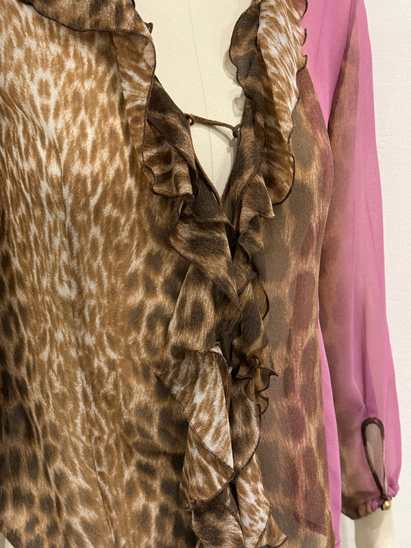 2000s Cavalli leopard print blouse