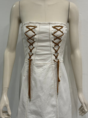 2000s Dolce & Gabbana lace-up midi white dress