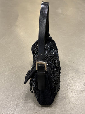 A/W2000 Fendi wool embossed hand-beaded baguette bag