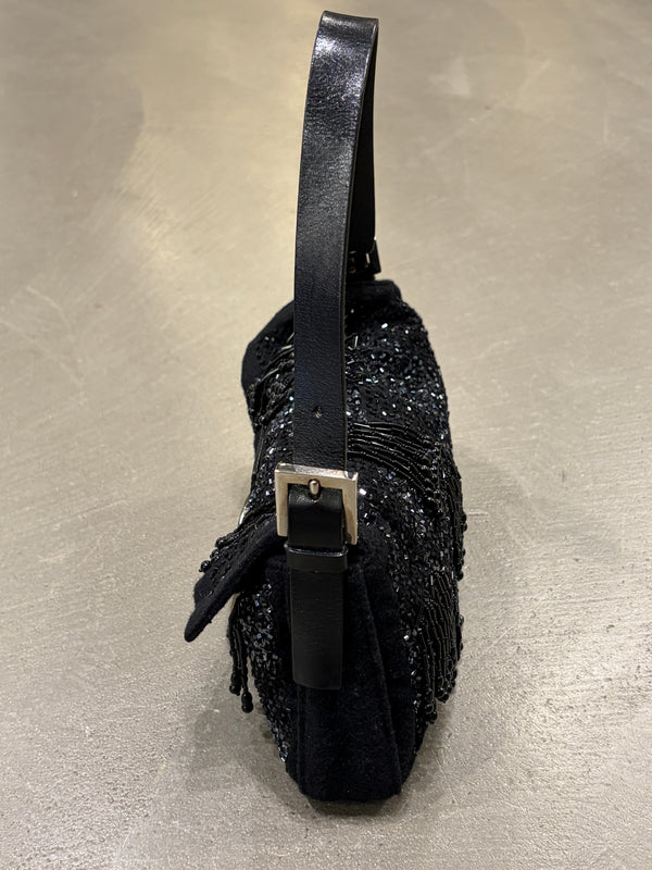 A/W2000 Fendi wool embossed hand-beaded baguette bag