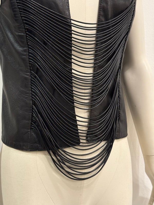 A/W1992 Helmut Lang Leather fringe corset top
