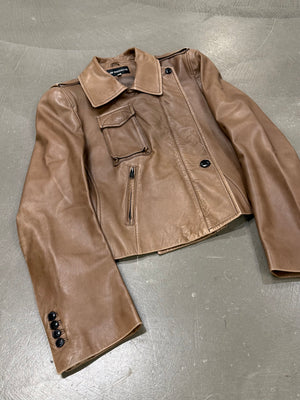 2000s Ann Demeulemeester leather aviator cargo jacket