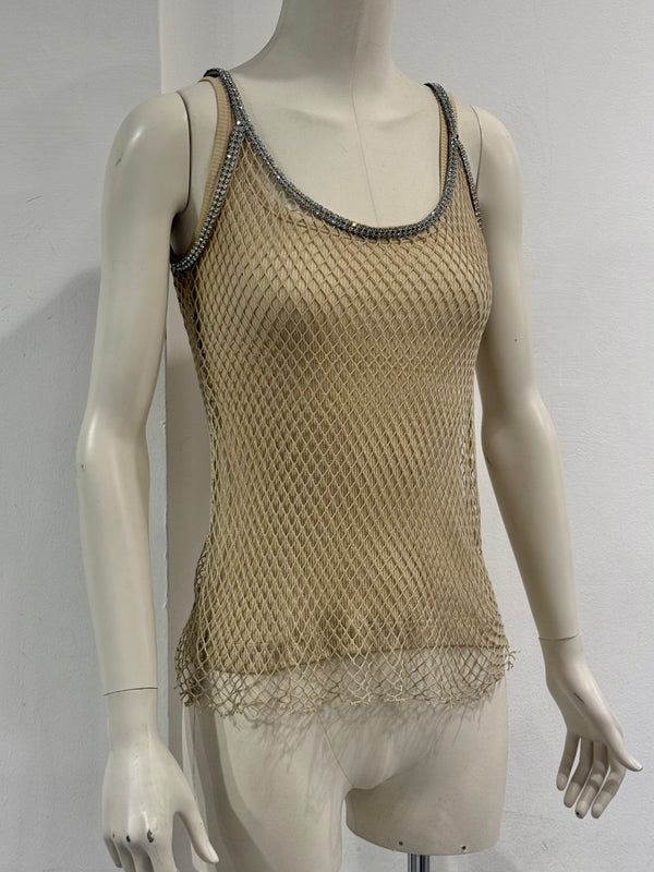S/S2002 Dolce & Gabbana J-Lo fishnet Swarovski top set