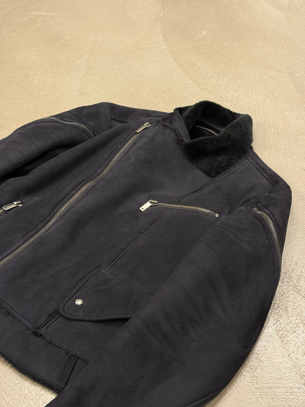 A/W2002 Emporio Armani asymmetric zip sleeve biker jacket