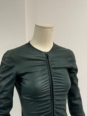 1999 Gucci by Tom Ford runway ruched leather jacket