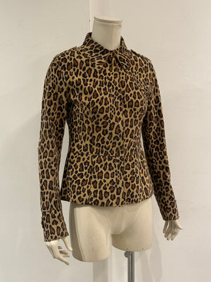 1990s Dolce & Gabbana leather leopard print cropped jacket