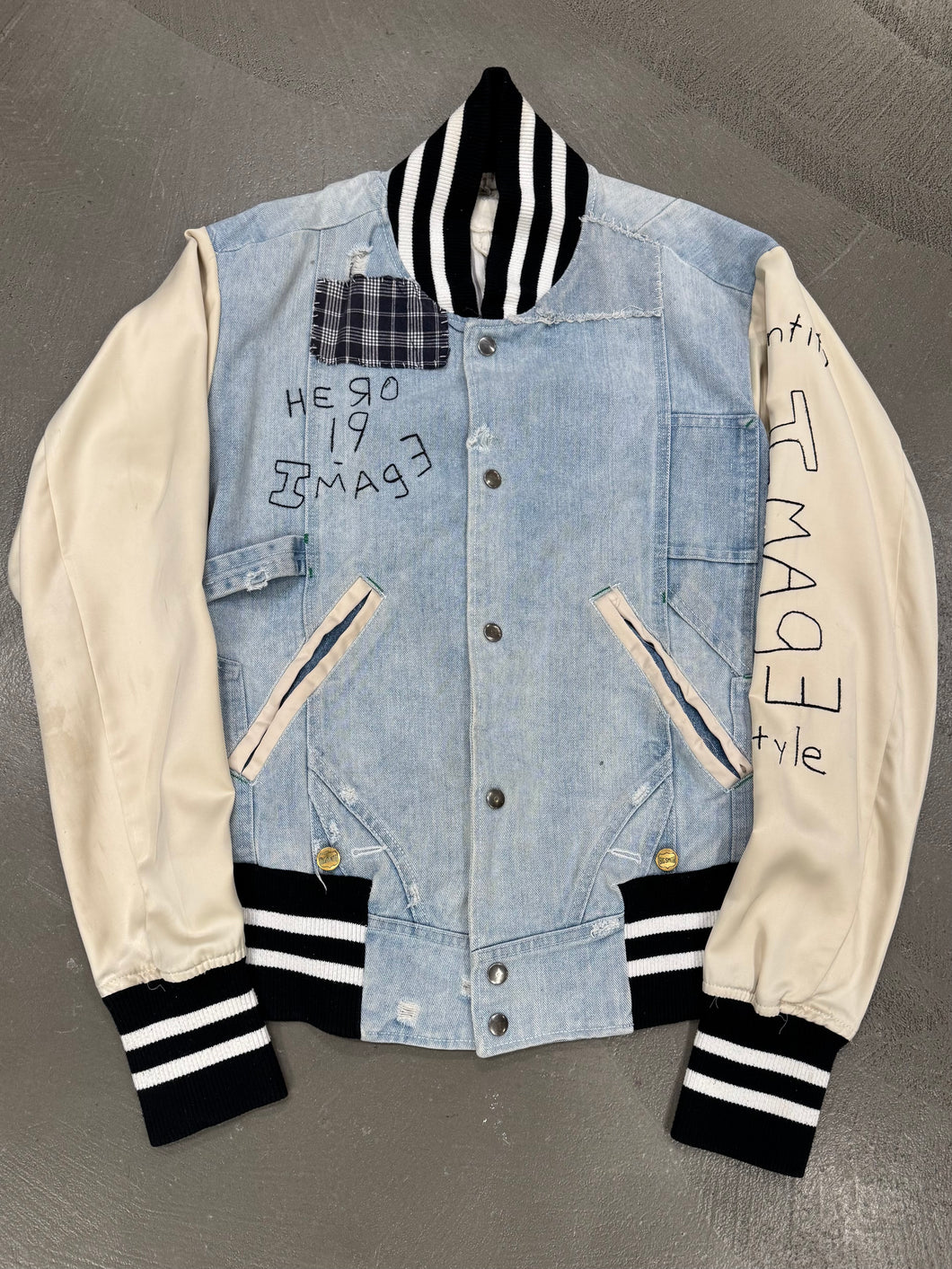 2019 Greg Lauren deconstructed varsity jacket