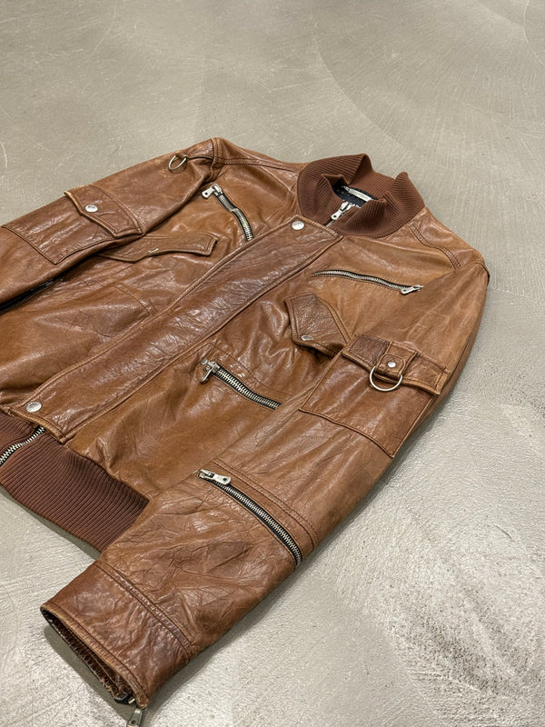 S/S2004 Dolce & Gabbana runway military zip leather jacket