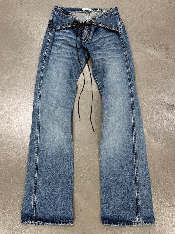 2000s Roberto Cavalli lace-up jeans