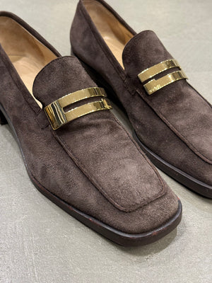 1996 Gucci by Tom Ford  logo suede loafers