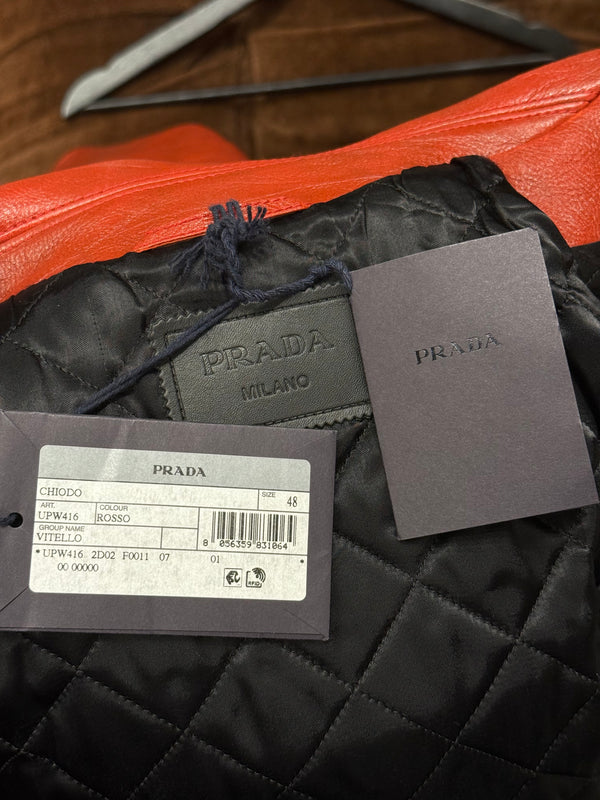 S/S2022 Prada by Raf Simons oversized biker leather jacket