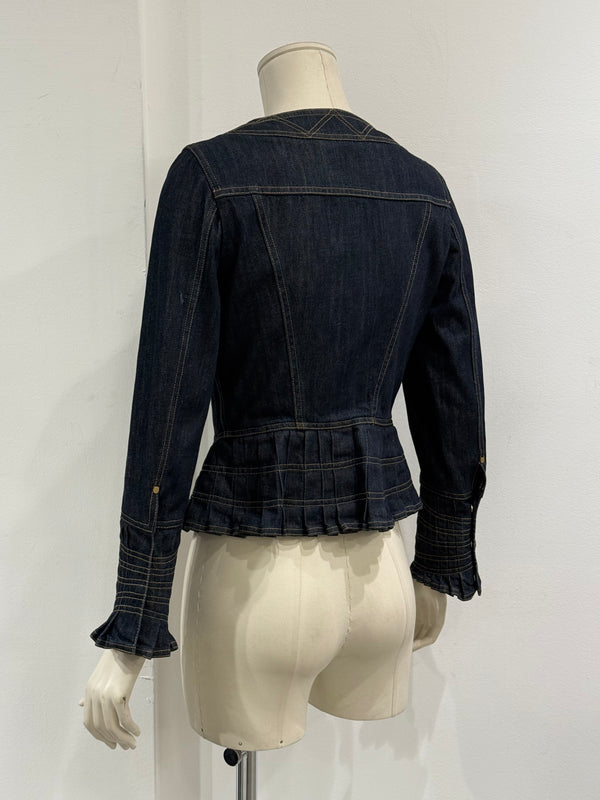 S/S2004 Gucci by Tom Ford paneled biker denim jacket