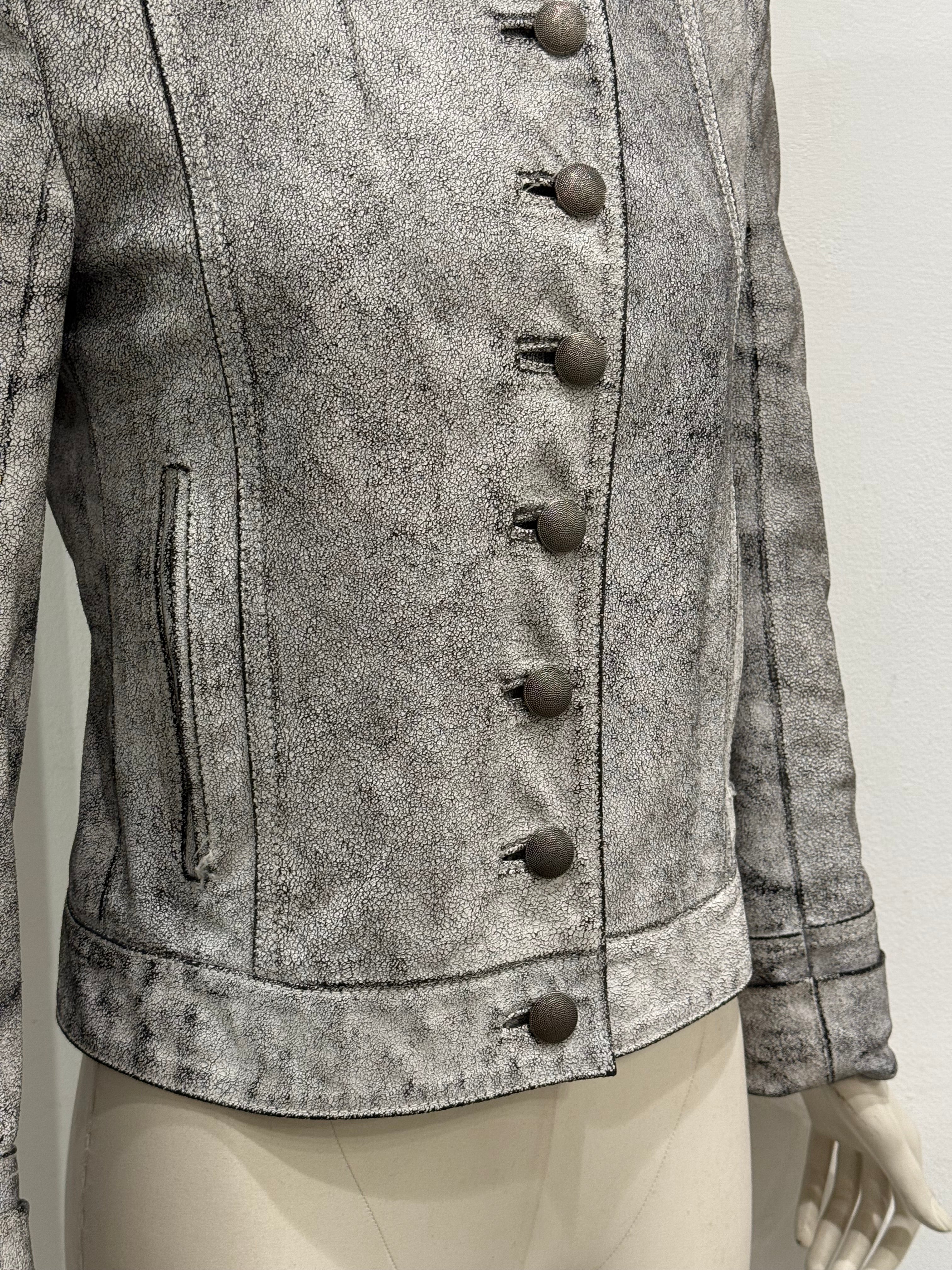 S/S2002 Ann Demeulemeester runway cracked leather Napoleon military ja