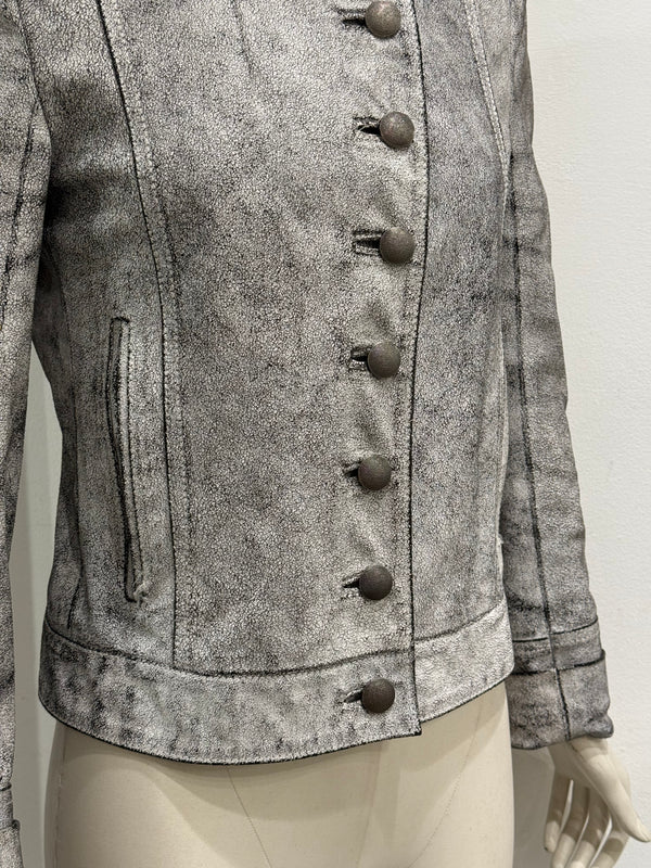 S/S2002 Ann Demeulemeester runway cracked leather Napoleon military jacket