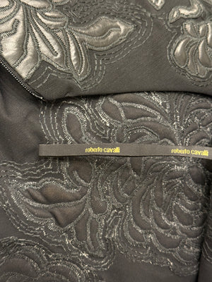 A/W2002 Roberto Cavalli runway leather floral patches sheer dress