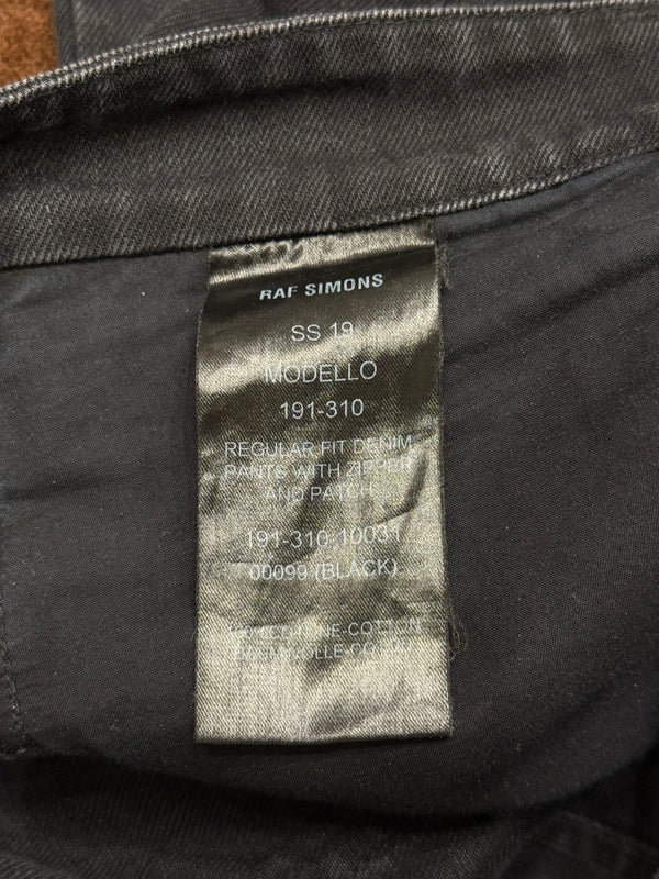 S/S2019 Raf Simons tape zip straight-leg jeans