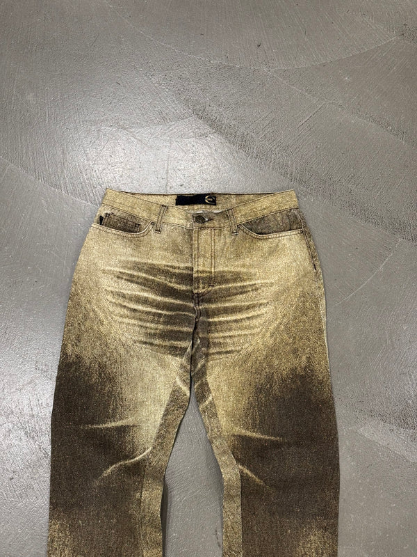 2000s Cavalli faded effect print jeans