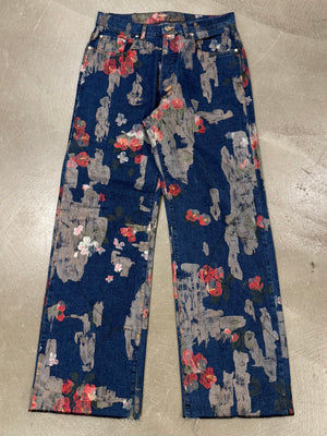 S/S2001 Gucci by Tom Ford floral hand painted jeans
