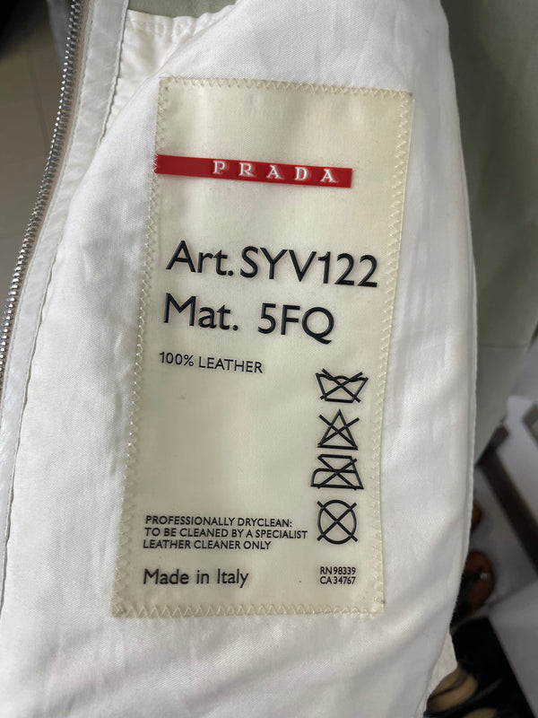 2000s Prada Red Line moto white leather jacket