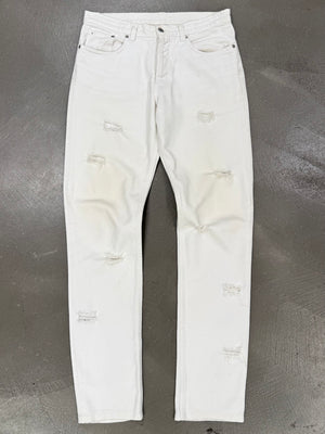 2000s Helmut Lang distressed white jeans