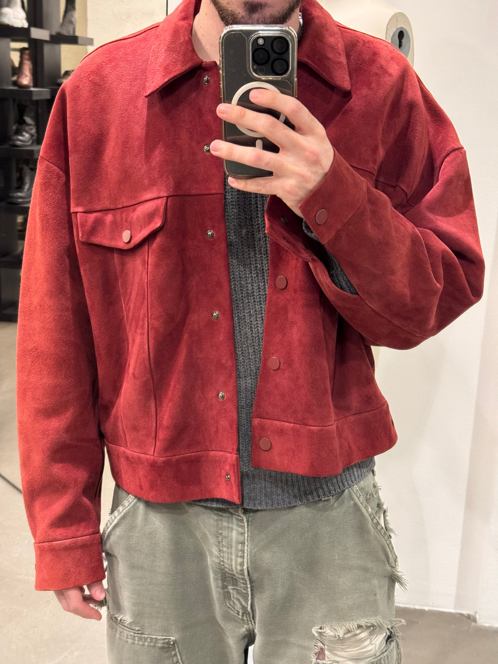 2012 Acne Studios red suede leather jacket