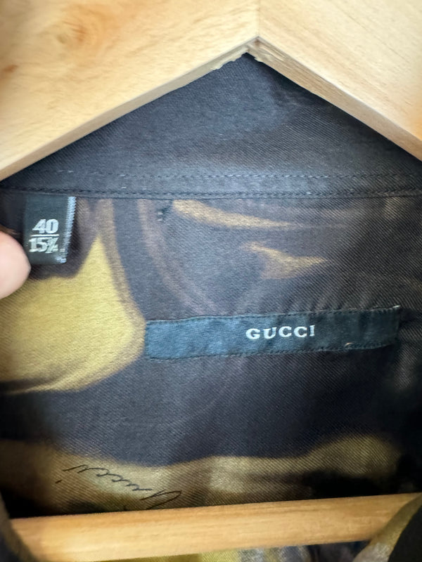 S/S 2001 Gucci by Tom Ford Magma lava Print Silk Shirt